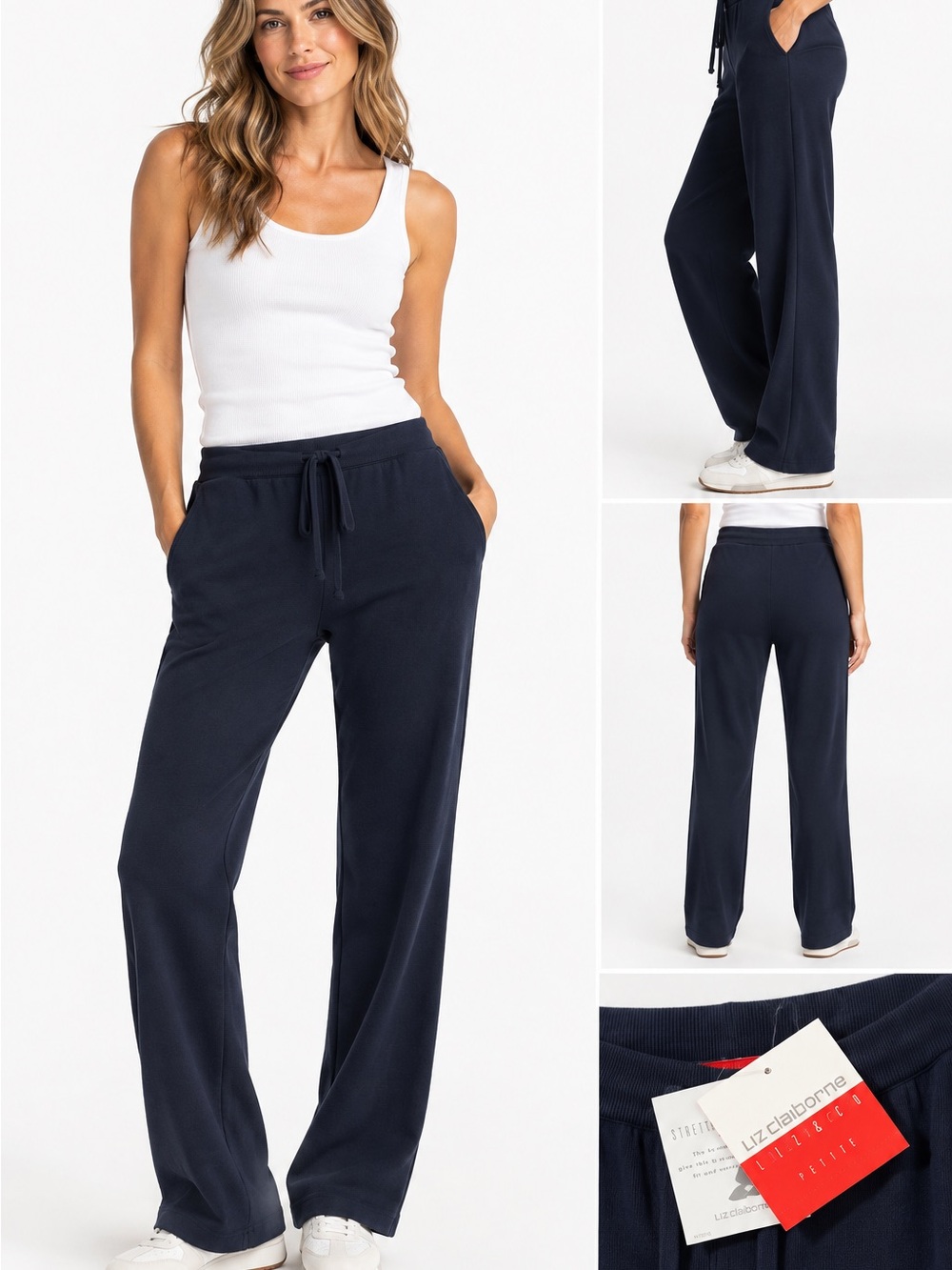NWT Liz Claiborne- LizSport Cotton Knit Pants - PL - Picture 2 of 7